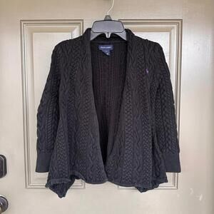 Ralph Lauren Cable Knit Black‎ Cardigan 6X